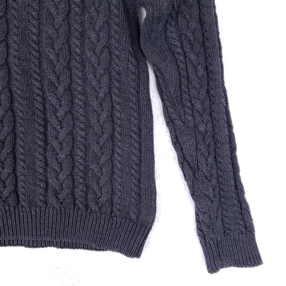 Lord & Taylor Fisherman Cable Knit Turtleneck Sweater Gray Small Vintage 90s - Picture 3 of 7
